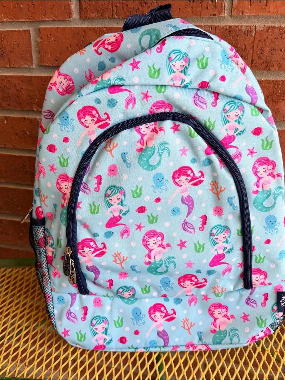 NWT Girls Baby Blue and Pink Mermaid Print School Backpack, under the sea bag